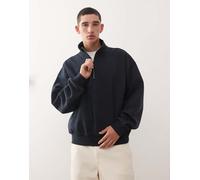 Weekday - Felpa squadrata oversize blu navy scuro con zip corta L