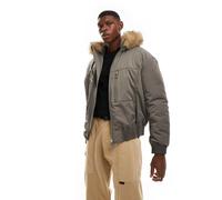 Weekday - Giacca bomber imbottita kaki con cappuccio-Verde XL