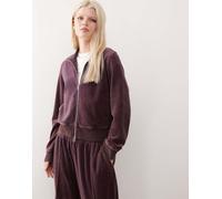 Weekday - Giacca con zip in velluto color prugna scuro in coordinato-Viola L