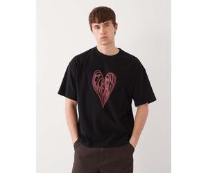 Weekday - Great Boxy - T-shirt nera con stampa di cuori-Nero S