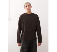 Weekday - Great - Maglietta squadrata marrone a maniche lunghe L