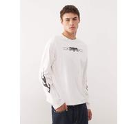 Weekday - Great - T-shirt a maniche lunghe squadrata bianco sporco con grafiche con teschio XL