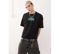 Weekday - Great - T-shirt squadrata nera con grafica stampata sul davanti-Nero 52