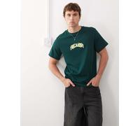 Weekday - Great - T-shirt squadrata verde con grafica stampata M