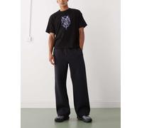 Weekday - Joggers a fondo ampio blu navy scuro in tessuto effetto scuba S