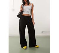 Weekday - Joggers a fondo ampio neri in jersey pesante-Nero XS