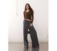 Weekday - Joggers a fondo ampio nero sbiadito in jersey leggero 2XS