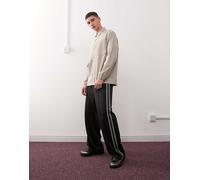 Weekday - Joggers ampi neri con fettuccia laterale-Nero M