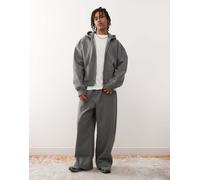 Weekday - Joggers oversize con fondo ampio grigio scuro con cuciture a vista in coordinato M