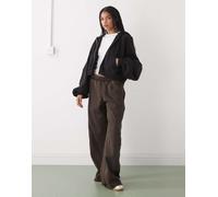 Weekday - Joggers oversize marrone scuro ricamati XS