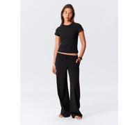 Weekday - Kelly - Pantaloni a fondo ampio neri con vita elasticizzata-Nero L