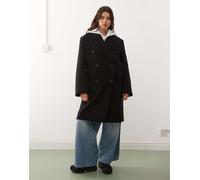 Weekday - Logan - Cappotto al ginocchio oversize in misto lana nero S