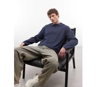 Weekday - Maglietta ampia squadrata a maniche lunghe blu navy M