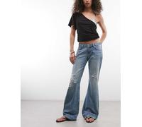 Weekday - Nova - Jeans a zampa slim a vita bassa lavaggio blu W27 L30