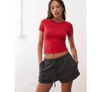Weekday - Pantaloncini della tuta felpati neri-Nero XS