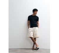 Weekday - Pantaloncini oversize in misto lino beige-Biondo S
