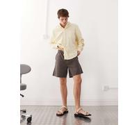 Weekday - Pantaloncini oversize marroni a quadri-Marrone L
