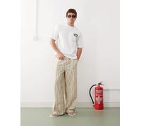 Weekday - Pantaloni ampi beige a righe nere-Neutro S