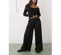 Weekday - Pantaloni oversize a fondo ampio neri con pieghe-Nero 38