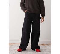 Weekday - Pantaloni oversize in tela nero slavato 44