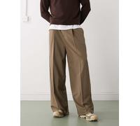 Weekday - Pantaloni sartoriali oversize con elastico in vita marroni-Marrone M