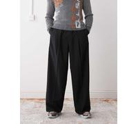 Weekday - Pantaloni sartoriali oversize con elastico in vita neri-Nero L