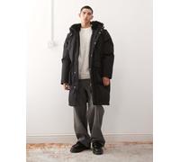 Weekday - Parka oversize nero con cappuccio in pelliccia sintetica M