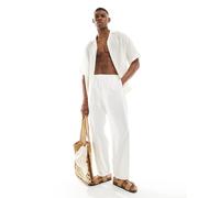 Weekday - Seth - Pantaloni in misto lino bianco sporco XL