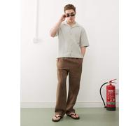 Weekday - Seth - Pantaloni in misto lino marroni - In esclusiva per ASOS-Marrone XS