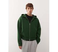 Weekday - Simon - Felpa in tessuto effetto scuba color verde scuro con cappuccio e zip S