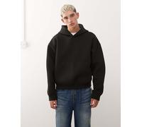 Weekday - Simon - Felpa in tessuto effetto scuba nera con cappuccio-Nero XS