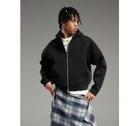 Weekday - Simon - Felpa in tessuto effetto scuba nera con zip e cappuccio-Nero L