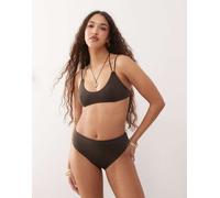 Weekday - Slip bikini brasiliano a vita alta marrone scuro S