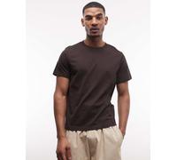 Weekday - T-shirt classica squadrata in jersey pesante marrone scuro XL