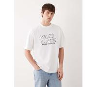 Weekday - T-shirt comoda bianca con stampa grafica-Bianco XS