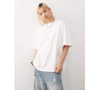 Weekday - T-shirt oversize bianca con collo a lupetto-Bianco 2XS