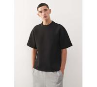 Weekday - T-shirt premium squadrata nera in tessuto scuba-Nero S