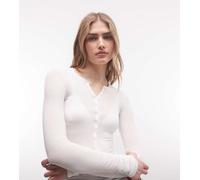 Weekday - T-shirt serafino a maniche lunghe bianca - In esclusiva per ASOS-Bianco S