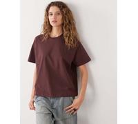 Weekday - T-shirt squadrata bordeaux-Rosso XS