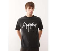 Weekday - T-shirt squadrata nera con grafica Heartbeat-Nero XS