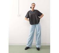 Weekday - T-shirt squadrata oversize color nero sporco L