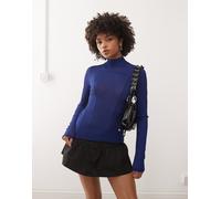 Weekday - Top a maniche lunghe accollato in rete blu acceso L