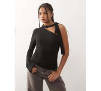 Weekday - Top a maniche lunghe allacciato al collo monospalla nero M