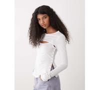 Weekday - Top a maniche lunghe bianco con dettaglio bolero L