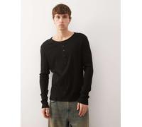 Weekday - Top a maniche lunghe nero con scollo serafino L