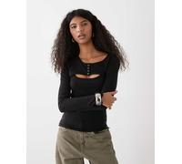 Weekday - Top a maniche lunghe nero con strato sovrapposti stile bolero XL