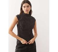Weekday - Top accollato nero slavato con maniche ad aletta 38