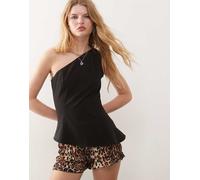 Weekday - Top asimmetrico monospalla nero con peplo 36