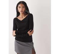 Weekday - Top avvolgente slim nero a maniche lunghe XS