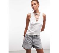 Weekday - Top da festival bianco con scollo a V e spalline XL
